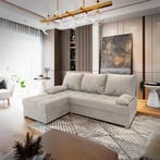 *SALE* Slaapbank/Hoekbank met Opbergruimte Rio Beige €349, Verzenden, Nieuw, Stof, Modern