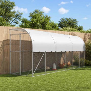 vidaXL Kippenhok Tegen de Muur zilver 600 x 150 x 215 cm, Verzenden, Nieuw
