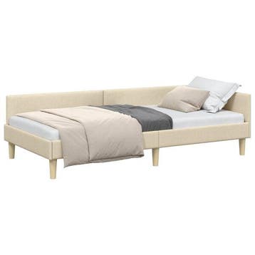 Hoekbedframe Creme 90x190cm - Ruimtebesparend & goedkoop..., 90 cm, Eenpersoons, Verzenden, 190 cm of minder