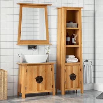 vidaXL 2-delige Badkamermeubelset massief grenenhout, Huis en Inrichting, Badkamer | Badkamermeubels, Verzenden, Nieuw