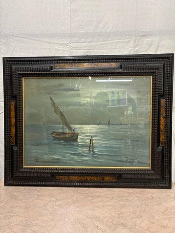 Dino Boschi (1923-2015) - Paesaggio marino con barche a vela