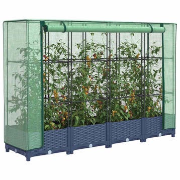 vidaXL Verhoogde plantenbak met kashoes rotanlook 160x40x123, Verzenden
