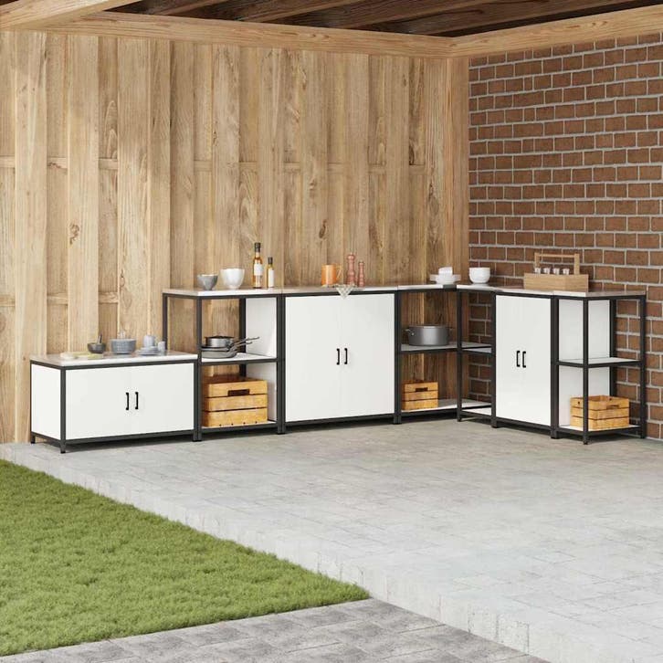 vidaXL Keukenplankeenheid HATTEM Wit 60 x 50 x 92 cm Staal, Huis en Inrichting, Kasten | Overige, Nieuw, Verzenden
