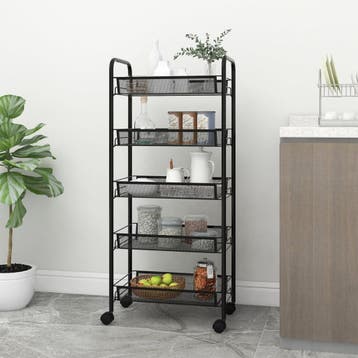 vidaXL Keukentrolley 5-laags 46x26x105 cm ijzer zwart, Verzenden, Nieuw