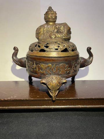 Driepotige bronzen oven - Vintage - Gegoten messing -