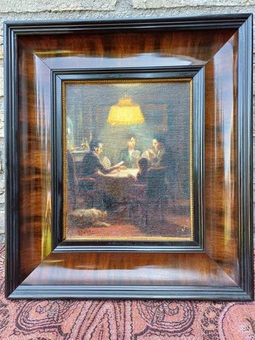 Gerard Johan Staller (1880-1956 ) - Kaarten bij lamplicht