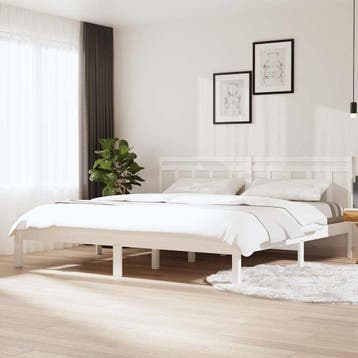 vidaXL Bedframe massief hout wit 180x200 cm, Huis en Inrichting, Verzenden, Nieuw