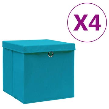 vidaXL Opbergboxen met deksel 4 st 28x28x28 cm babyblauw, Verzenden, Nieuw