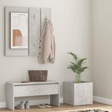 vidaXL Garderobe set bewerkt hout betongrijs, Verzenden, Nieuw