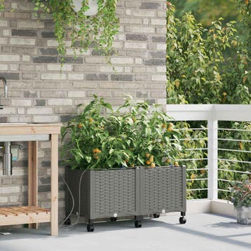 vidaXL Tuin Plantenbak met Irrigatie en Wielen 2 st, Verzenden
