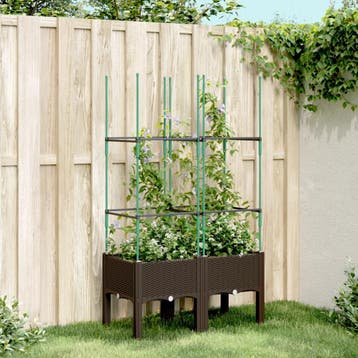 vidaXL Plantenbak met latwerk 80x40x142,5 cm polypropeen, Tuin en Terras, Verzenden, Nieuw