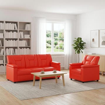 vidaXL bank / zetelstel 2 pcs Rood Kunstleer, Verzenden, Nieuw