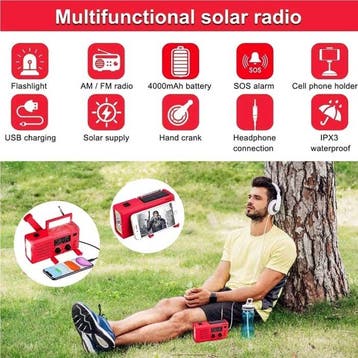 4000mAh Radio Powerbank op Zonne-energie met Dynamo -, Verzenden, Nieuw, WAYHOOM