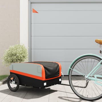 vidaXL Fietstrailer 45 kg ijzer zwart en oranje, Verzenden, Nieuw