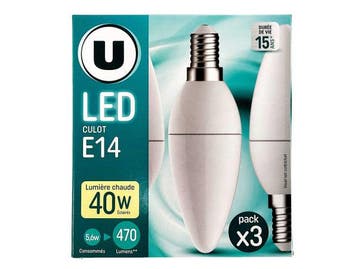 Veiling - 20x 20x U-LED kaars lamp E14 3-pack, Huis en Inrichting, Nieuw