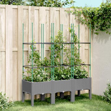 vidaXL Plantenbak met latwerk 120x40x142,5 cm polypropeen, Verzenden