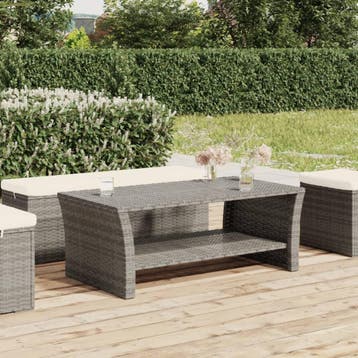 vidaXL Salontafel 100x50x40 cm poly rattan grijs, Verzenden, Nieuw