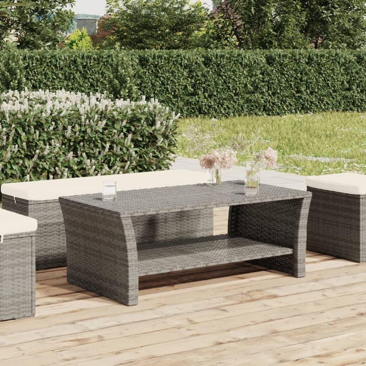 vidaXL Salontafel 100x50x40 cm poly rattan grijs, Huis en Inrichting, Tafels | Salontafels, Nieuw, Verzenden