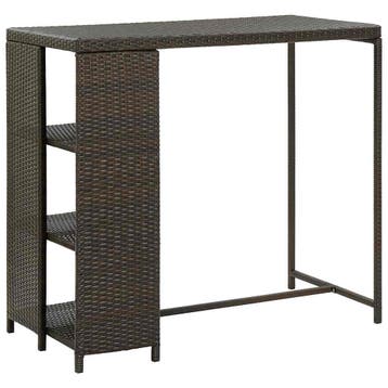 vidaXL Bartafel met opbergrek 120x60x110 cm poly rattan, Huis en Inrichting, Verzenden, Nieuw