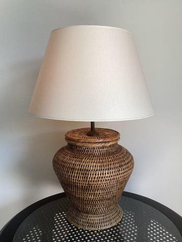 Lampe de table - Rotin - Linnen, Birma Riet,