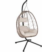 2dekans | Polyrotan Hangstoel Aria - Beige - Incl. onderstel, Ophalen of Verzenden, Nieuw