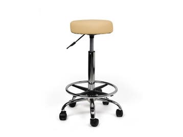 Tabouret Beige - Hoge uitvoering met Voetsteun, In hoogte verstelbaar, Nieuw
