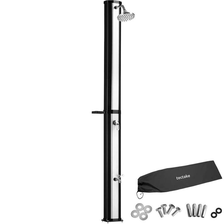 tectake Zonnedouche Ofanto 35 l - zwart/zilver, met bescherm, Bricolage & Construction, Sanitaire, Envoi