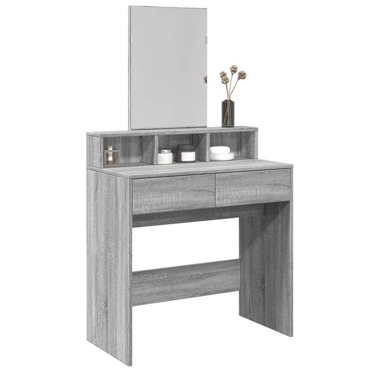 vidaXL Kaptafel met spiegel 80x41x144,5 cm grijs sonoma, Huis en Inrichting, Tafels | Kaptafels, Nieuw, Verzenden