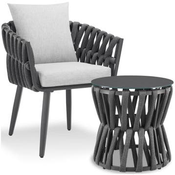 Set Lugano in touwdesign, aluminium frame, schroefpoten, Tuin en Terras, Verzenden, Nieuw