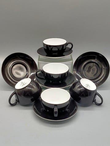 Dibbern Schönwald Kaffeegeschirr Set 5-teilig Schwarz, Antiek en Kunst