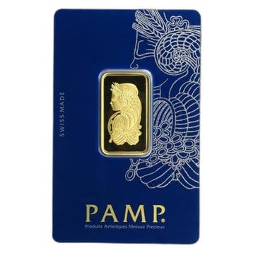 1/2 troy ounce goudbaar Pamp Suisse, Postzegels en Munten