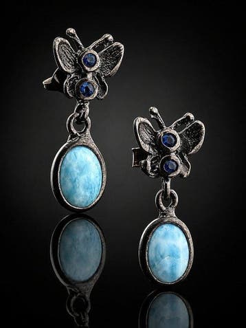 Boucles doreilles en Larimar - Argent 925 - Élégantes