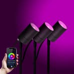 Tuinspots 3x LED Pin Tuinspot Zwart met Color LED, Tuin en Terras, Verzenden, Nieuw