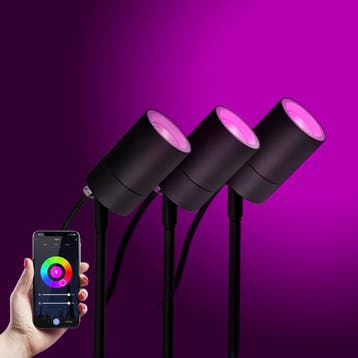 Tuinspots 3x LED Pin Tuinspot Zwart met Color LED, Verzenden