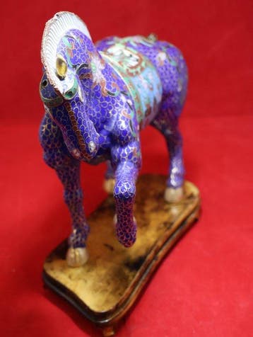 Figure - Cloisonne Pferdchen - Laiton - Asie (Sans prix de