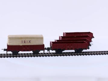 Schaal H0 Trix 3451 Bakwagen bruin 4x + 3452 Bakwagen bui..., Hobby & Loisirs créatifs, Trains miniatures | HO, Ophalen of Verzenden