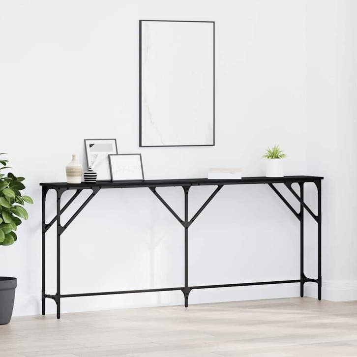 vidaXL Wandtafel Zwart eiken 180 x 23 x 75 cm, Huis en Inrichting, Tafels | Bijzettafels, Nieuw, Verzenden