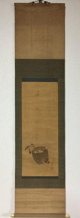 Bird / Japanese Vintage Hanging Scroll KAKEJIKU / Silk /, Antiek en Kunst, Antiek | Overige Antiek