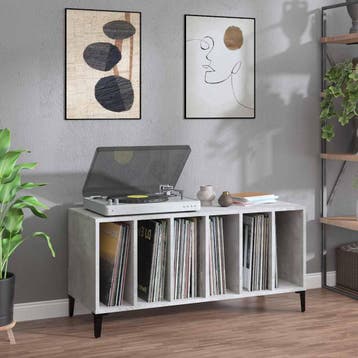 vidaXL Platenkast 100x38x48 cm bewerkt hout betongrijs, Verzenden