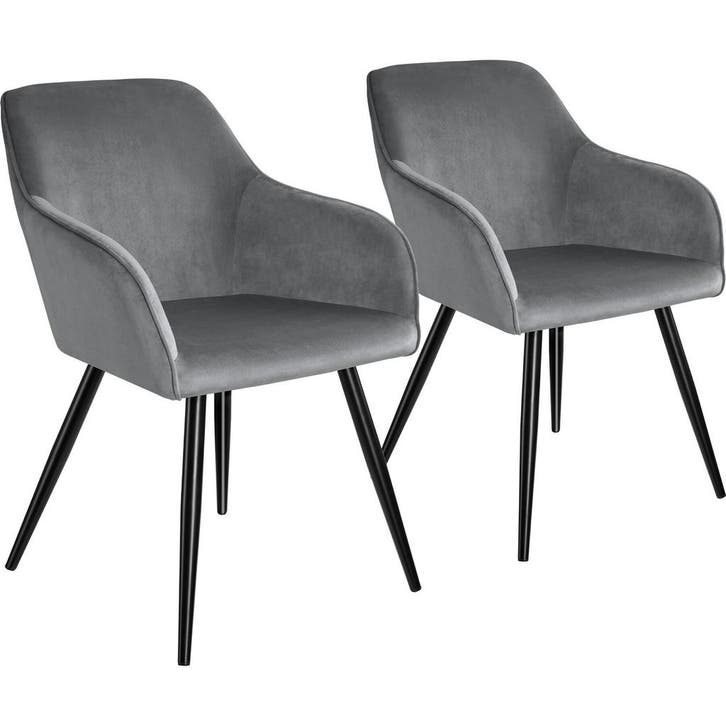 tectake Eetkamerstoel Marilyn fluweellook, zwarte stoelpoten, Huis en Inrichting, Stoelen, Verzenden