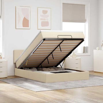 vidaXL Bed poef met matras en LEDs 140x200 cm stof, Verzenden, Nieuw