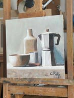 Claudio Rolfi (1960) - Oggetti in cucina, Antiek en Kunst, Kunst | Schilderijen | Modern