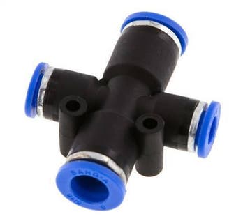 6mm x 8mm Cross PA 66 Insteekfitting 2 Aansluitingen NBR, Verzenden
