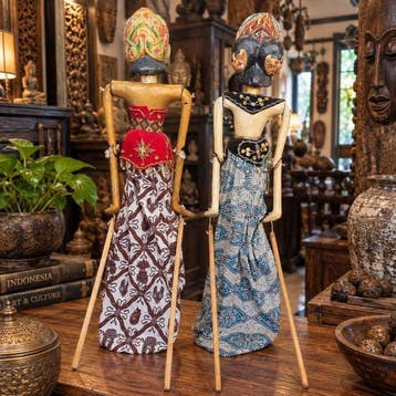 Wayang golek (2) Javaans (Indonesië) - Hout, Textiel -, Antiek en Kunst