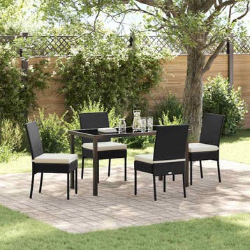 vidaXL Tuin Eettafel Set 5 pcs Zwart Gepoedercoat staal, Verzenden, Nieuw