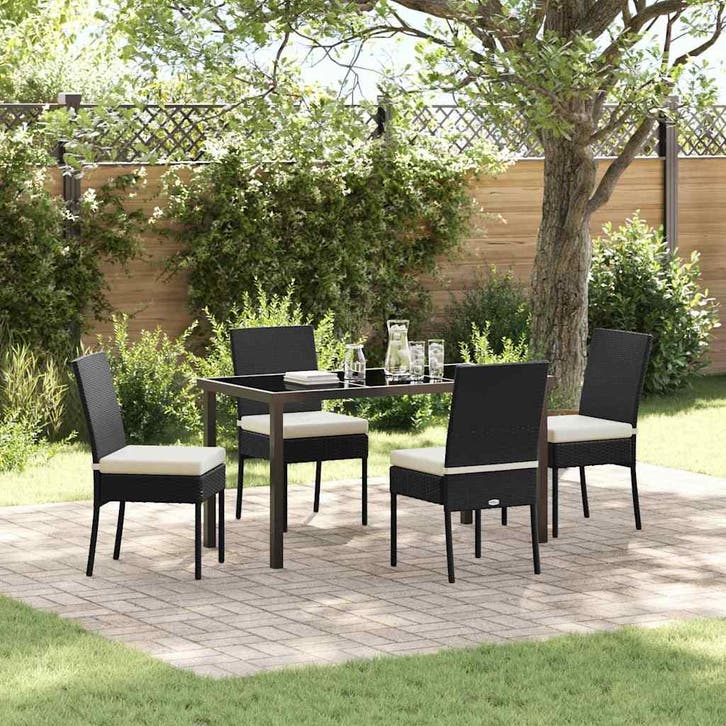 vidaXL Tuin Eettafel Set 5 pcs Zwart Gepoedercoat staal, Jardin & Terrasse, Ensembles de jardin, Envoi