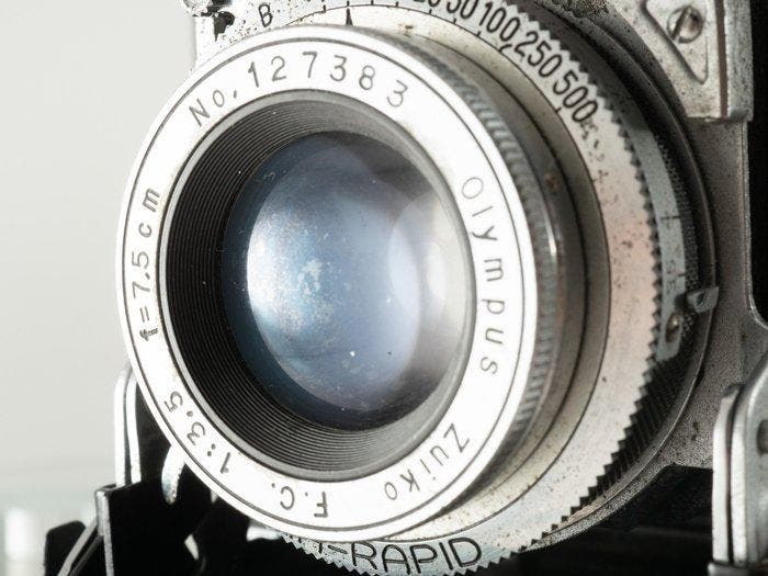 Mamiya Mamiya-6 with Olympus Zuiko F.C. 3,5/75mm Leatehrcase, Audio, Tv en Foto, Fotocamera's Analoog
