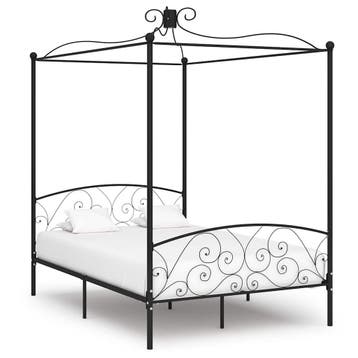 vidaXL Hemelbedframe metaal zwart 120x200 cm, Verzenden, Nieuw