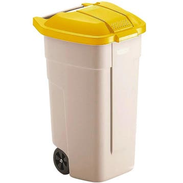 Rolcontainer | Kunststof | Beige/Geel | 100L | Klapdeksel |, Verzenden, Nieuw in verpakking