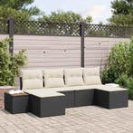 vidaXL Tuinbank Set met kussen 6 pcs Zwart en Crème Poly, Verzenden
